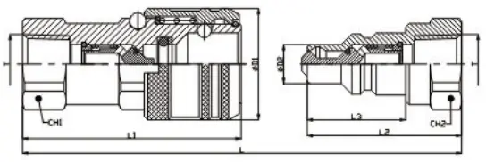Coupling fitting sectional drawing